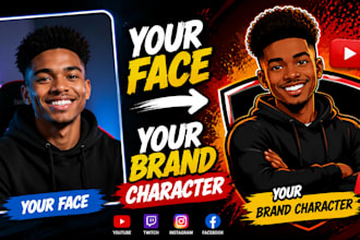 create a custom cartoon mascot avatar for youtube and social media branding