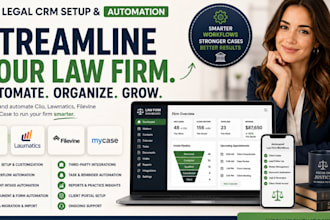 set up and automate lawmatics, filevine, and mycase for law firms