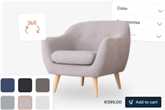 design furniture configure, sofa, chair, table in zakeke, kickflip and angle 3d