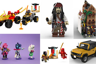 design custom 3d moc, lego car, bike, house, ship, minifigure and toy