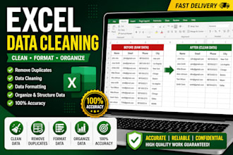 data cleaning, formatting, remove duplicates, organize data