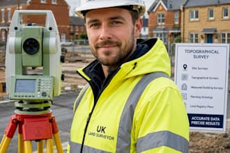 provide UK land survey, boundary, topographical survey, land subdivision plan