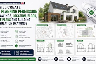 create UK planning permission drawings, location, block, site plans drawings