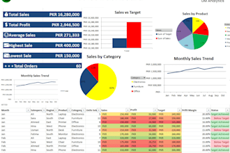 create a professional excel dashboard and KPI report