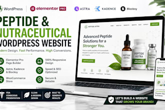 research peptite astra wordpress website kadence blocksy elementor landing page
