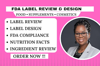 review and design food, supplement and cosmetic labels for fda compliance