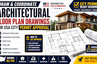 draw stamp architectural floor plan drawings for USA city permit approval