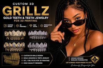 design custom 3d grillz gold teeth and teeth jewelry for 3d printing