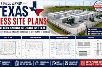 draw texas bess site plans battery storage facility drawings site plans grading
