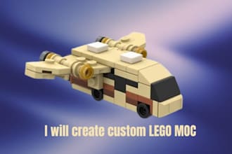 create custom lego moc, 3d renders, and building instruction