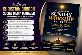 be your christian church social media manager, content creator and flyer design