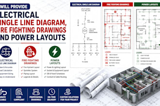 provide electrical single line diagram, fire fighting drawings and power layouts