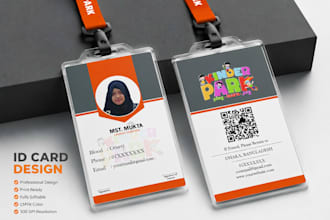 design professional corporate, school, or event id card