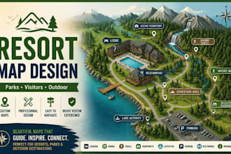 design custom resort maps, park maps, visitor maps, and outdoor maps