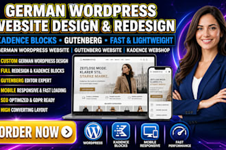 design redesign german wordpress website, gutenberg website with kadence blocks
