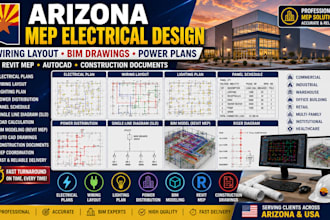 deliver arizona mep electrical sets plans wiring layout construction bim drawing