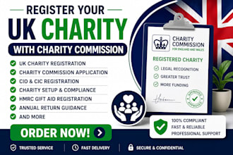 register your UK charity with charity commission cic and cio setup