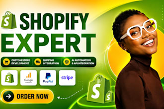 develop custom shopify store, integrate shipping, shopify API and ai automation