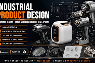 create industrial product design, ergonomic consumer product and 3d cad model