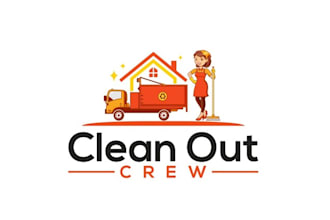design awesome clean out crew logo