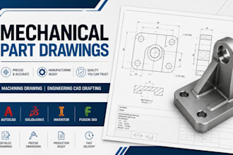 create mechanical part drawings, machining drawing, engineering cad drafting