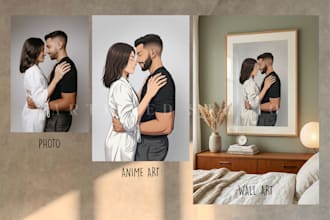 turn your photo into anime art portrait printable wall art digital print