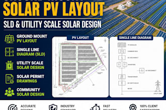 ground mount solar pv layout, sld utility scale solar design