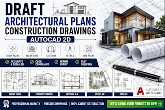 draft architectural plans, construction drawings,  autocad 2d