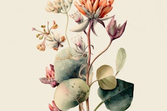 create a watercolor illustration of botanical flower design