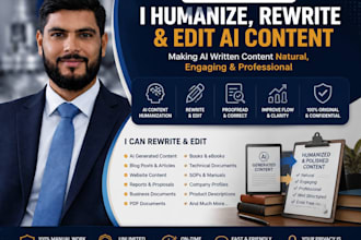 humanize ai content, proofread, edit and rewrite chatgpt content