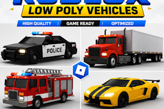 create custom roblox low poly cars, vehicle and game assets