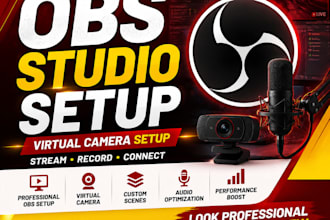 setup obs studio, virtual camera and professional livestream setup all platform