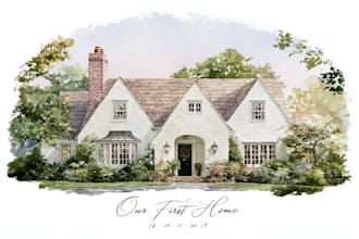 create a watercolor house portrait from your image