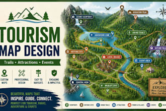 create custom tourism maps, trail maps, illustrated maps, and attraction maps