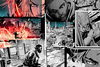 do a comic book illustration comic strip graphic novel page art