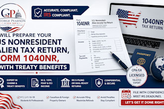prepare your US nonresident alien tax return, form 1040nr, with treaty benefits