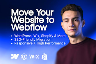 migrate wordpress, wix, shopify or squarespace website to webflow