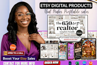 design etsy digital products, listings and mockups