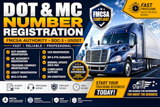 register your trucking company, dot number, mc authority and fmcsa compliance
