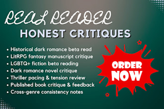 beta read critique historical dark romance fantasy novel litrpg lgbtq story