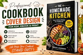 design a cookbook and recipe ebook cover for amazon KDP