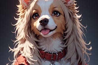 draw a pet digital portrait art from photo