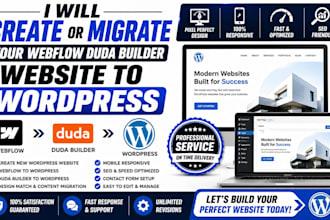 create or migrate your webflow duda builder website to wordpress