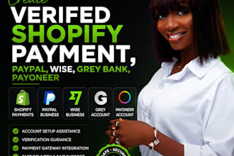 create verified shopify payment,paypal,wise,grey bank,payoneer