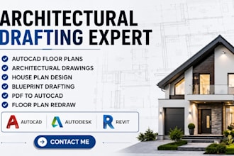 draw architectural drawings, autocad 2d floor plans, blueprints and house plans