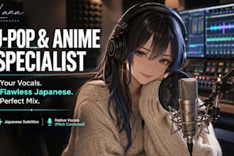 translate song lyrics add japanese subtitles native vocals pitch corrected