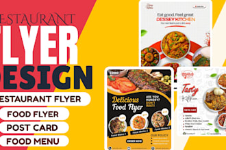 design professional restaurant food flyer menu poster for promotions