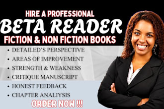 beta read, critique fantasy historical romance thriller horror or sci fic novel