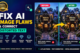fix ai image flaws and correct distorted text