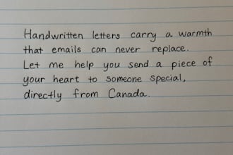 handwrite your personal letter from canada